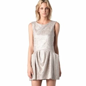 Theyskens' X Theory Felda‎ Silver Textured Cocktail Dress